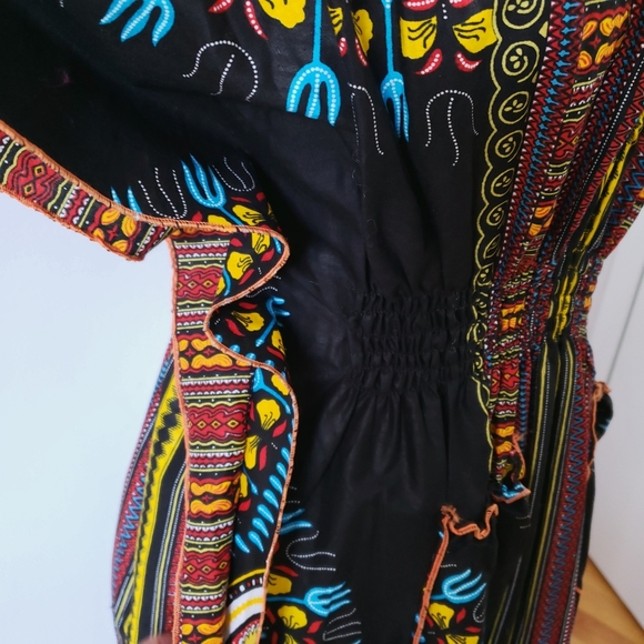 African Dress Wax Print Red & Black - Picture 6 of 7